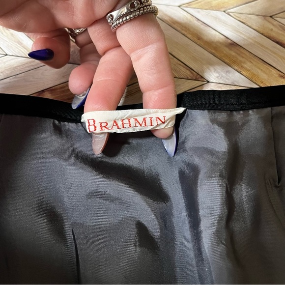 Vintage Brahmin Wool Gray Black Tartan Plaid Skirt Pleated‎ Wrap Style Classic - Picture 2 of 13